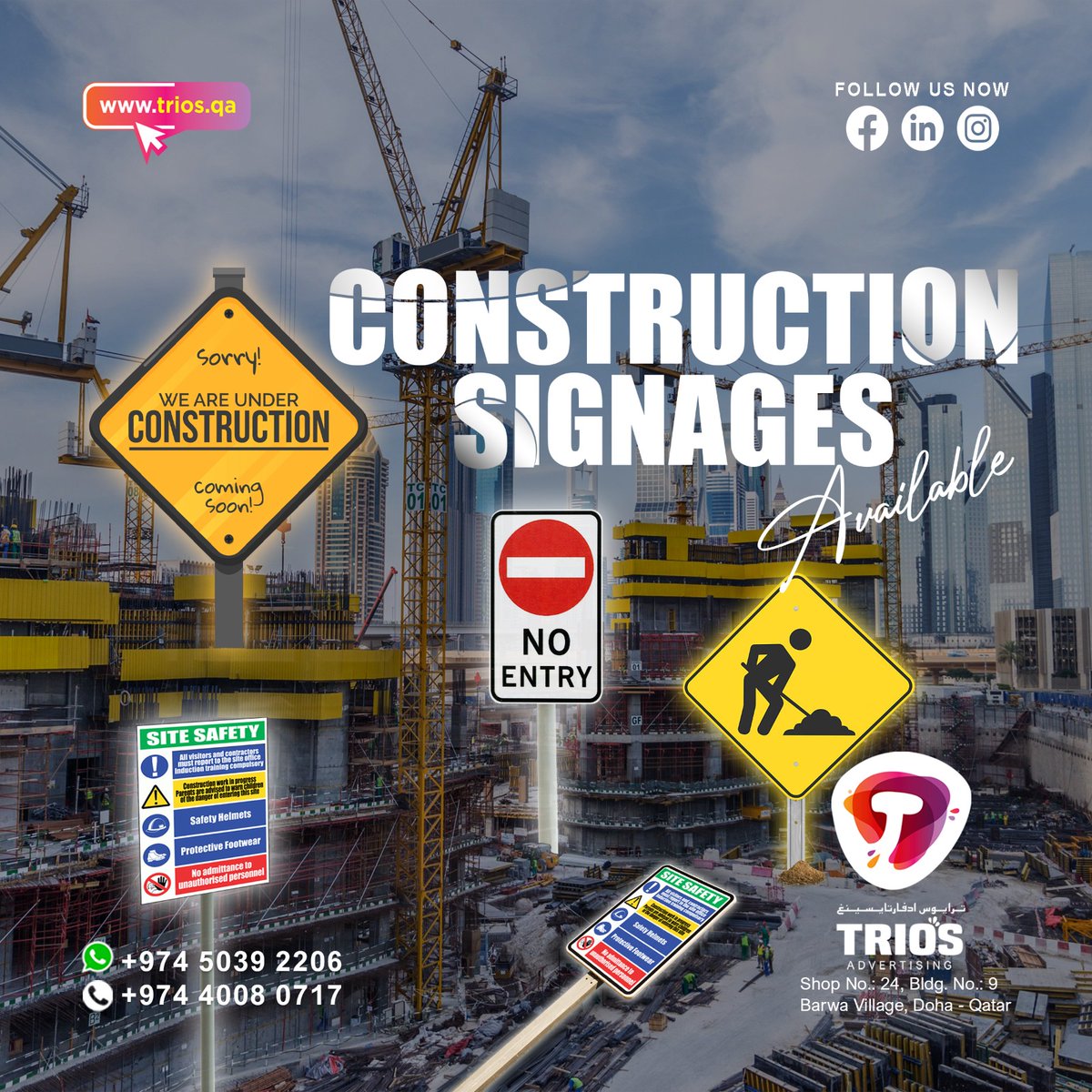 TriosAdver83576's tweet image. Get noticed on Qatar's construction sites with Trios Advertising! ️
#constructionsigns #roadsigns #signboardmaker #signboardmaker #Signboard #signboardmurah #signboarddesign #signboardproduction #signboardmanufacturer #signboardinstallation #barwavillagedoha #barwavillageqatar