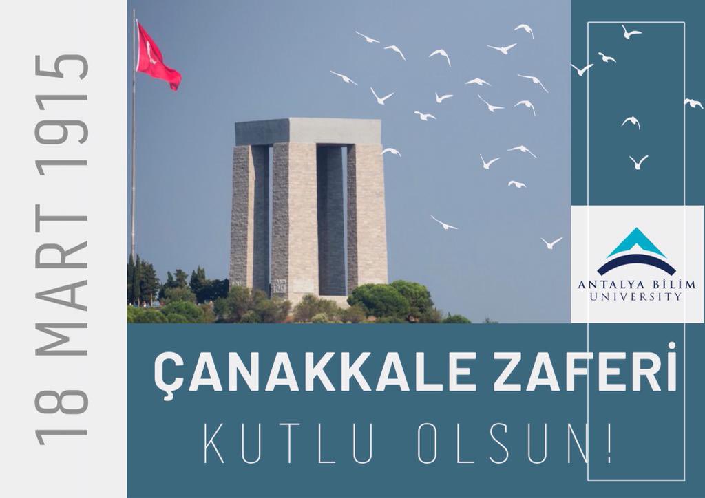 Türk milletinin şanlı destanı Çanakkale Zaferi’nin 109. yılında Gazi Mustafa Kemal Atatürk ve silah arkadaşları başta olmak üzere bu kutlu zaferin kahramanı aziz şehitlerimizi rahmet ve minnet ile anıyoruz
#çanakkalegeçilmez#çanakkalezaferi#antalyabilimüniversitesi