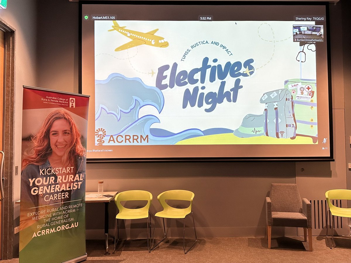 Pleased to be representing @ACRRM at @UTAS_ Medical Student Societies Electives night @RusticaUTAS #GoRural #RuralGeneralist