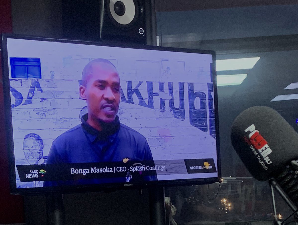 A friend was at @Powerfm987 for an interview, and unexpectedly, our interview with @SABCNews was playing in the background.