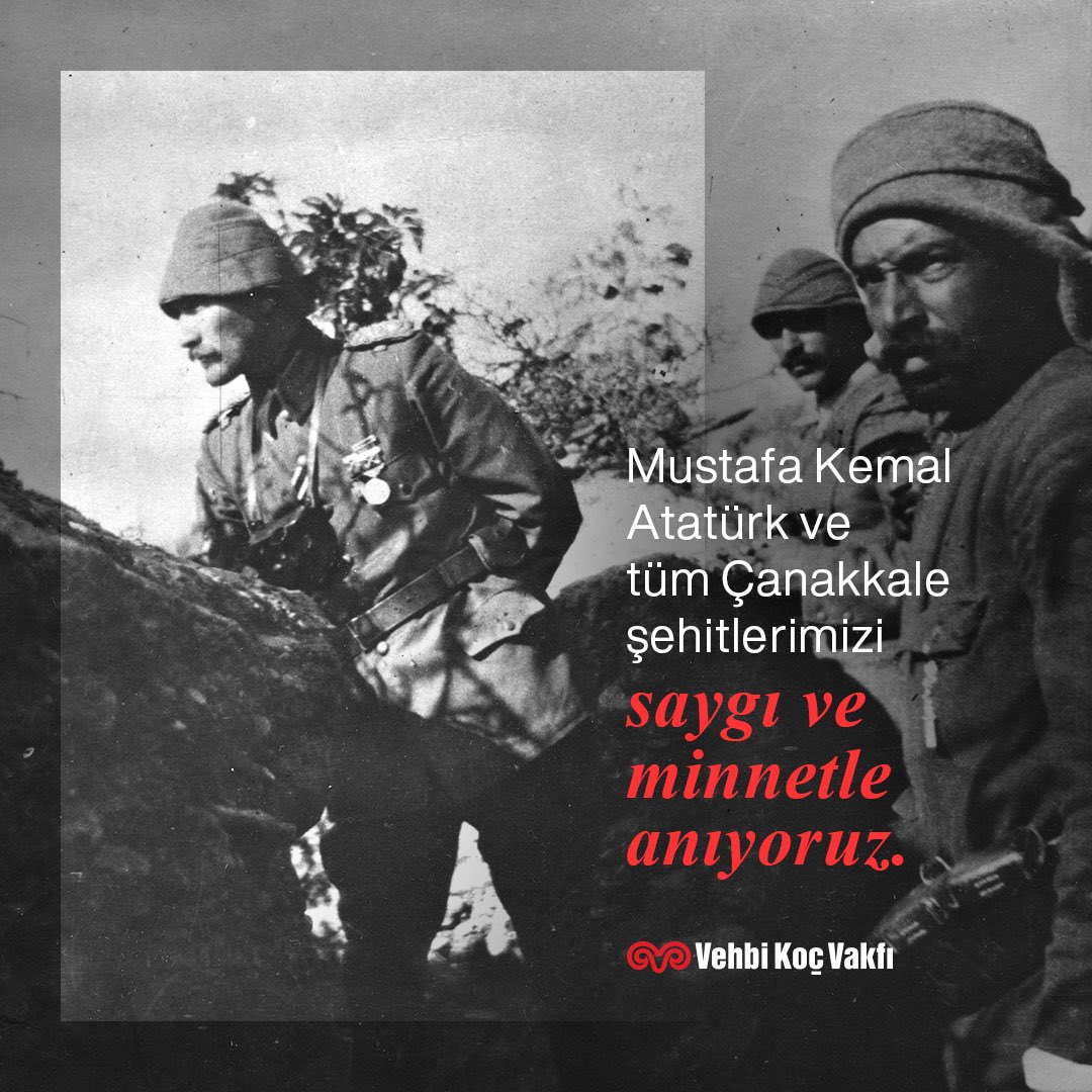 18 Mart Çanakkale Zaferi’nde, Ulu Önder Mustafa Kemal Atatürk liderliğinde, vatanımızı korumak için göğüslerini siper eden tüm kahramanları saygıyla anıyoruz. #VehbiKoçVakfı #VKV #18MartÇanakkaleŞehitleriniAnmaGünü