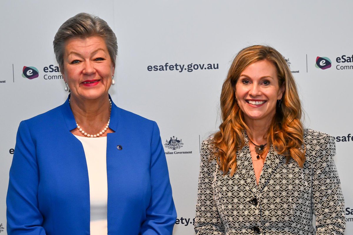 I had very fruitful discussions today with e-Safety Commissioner Julie Inman-Grant on: •Child safety by design •The need for detection of child sexual abuse material •Obligations for companies, voluntary action is clearly not enough.