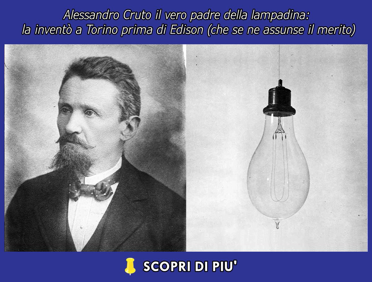 ❗Storia❗
18 marzo 1847, nasce a Piossasco  Alessandro Cruto il vero padre della lampadina: la inventò a Torino prima di #Edison (che se ne assunse il merito) #Torino  mole24.it/2016/03/18/ale…