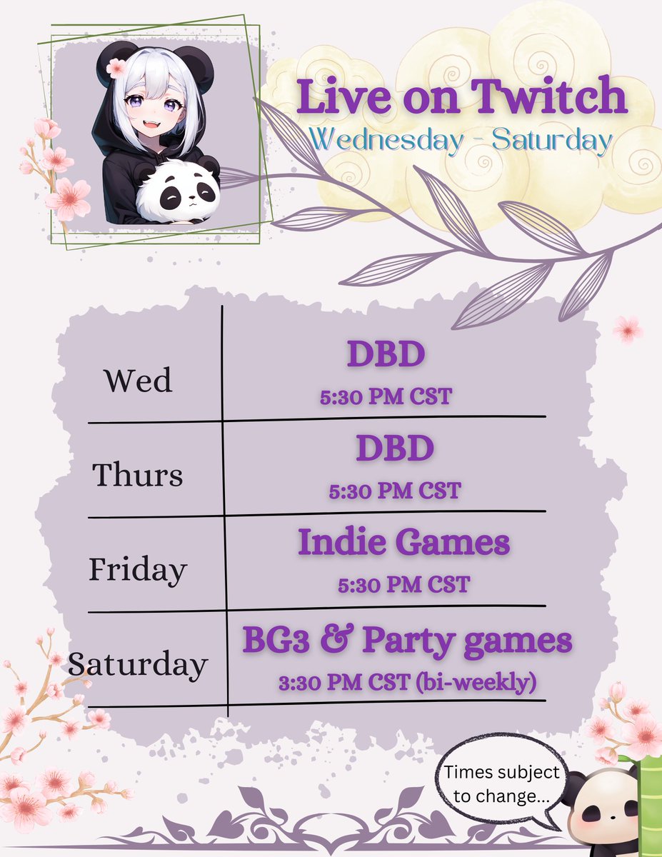 PandacakesTTV's tweet photo. #NewStreamSchedule! I will be alternating Saturdays now! Next Saturday stream scheduled for April 6th. I'll see y'all there! #twitchstreamer #twitch #gamer #gamergirl https://t.co/gbZpN9Wtrd