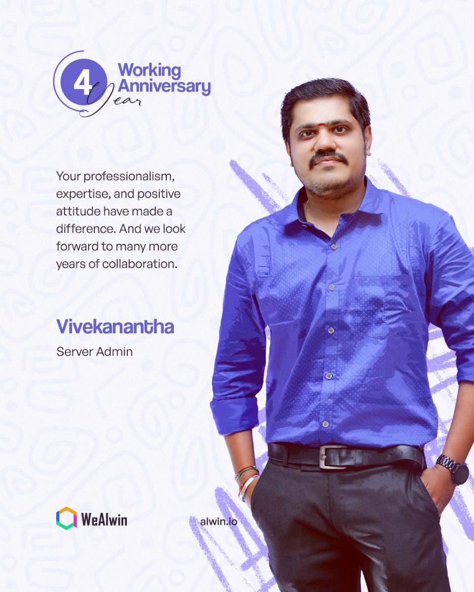 🎊Happy #WorkAnniversary Mr. Vivekanantha

🎉1 Year Down, Forever to Go with @AlwinTechnology! Cheers to Another Year of #Success and #Growth!🎉

#wealwin #workanniversarycelebration #workanniversary #happyworkanniversary #working