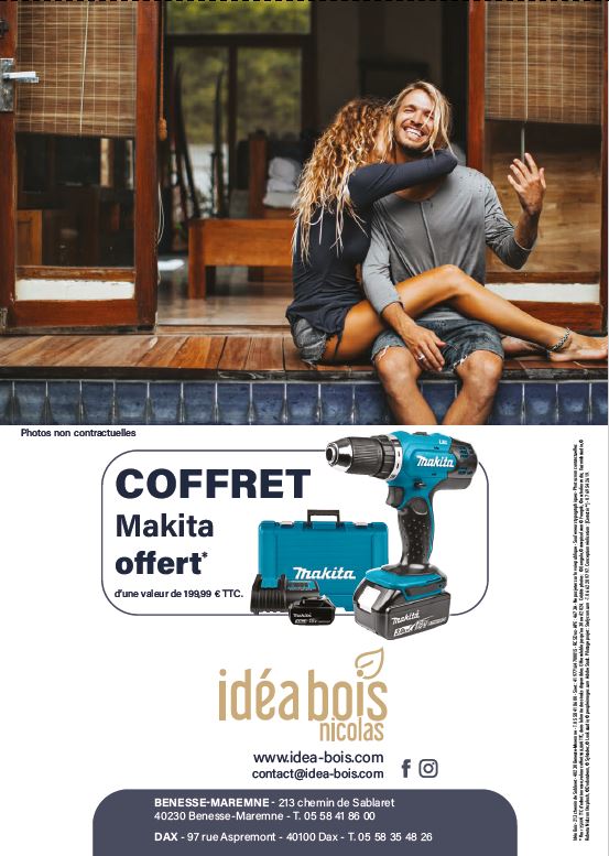 ideaboisnicolas's tweet photo. Offre exclusive valable jusqu'au 30 avril 2024 : un coffret perceuse-visseuse Makita offert (voir conditions en magasin). 2/2 #visseuseofferte #makita #terrasseboisexotique #cloturebois https://t.co/jaFcx3S5qb