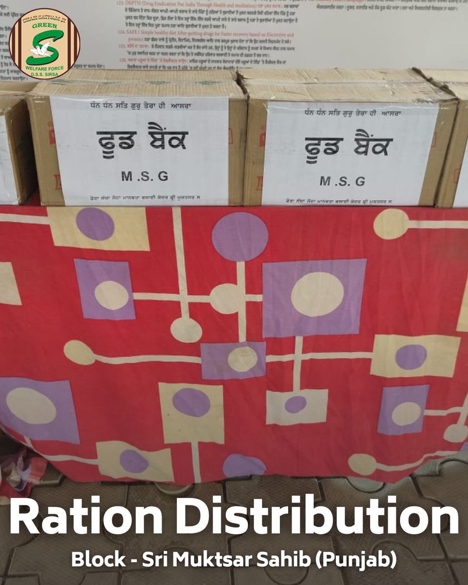 GreenSwelfares's tweet photo. Amidst the struggle, a ray of hope! Shah Satnam Ji Green ‘S’ Welfare Force Wing volunteers, inspired by the teachings of Saint Dr. @Gurmeetramrahim Singh Ji Insan, have provided one month's grocery to needy families living roadside. Let's ensure no one goes hungry. #FoodBank #RationDistribution #DeraSachaSauda
