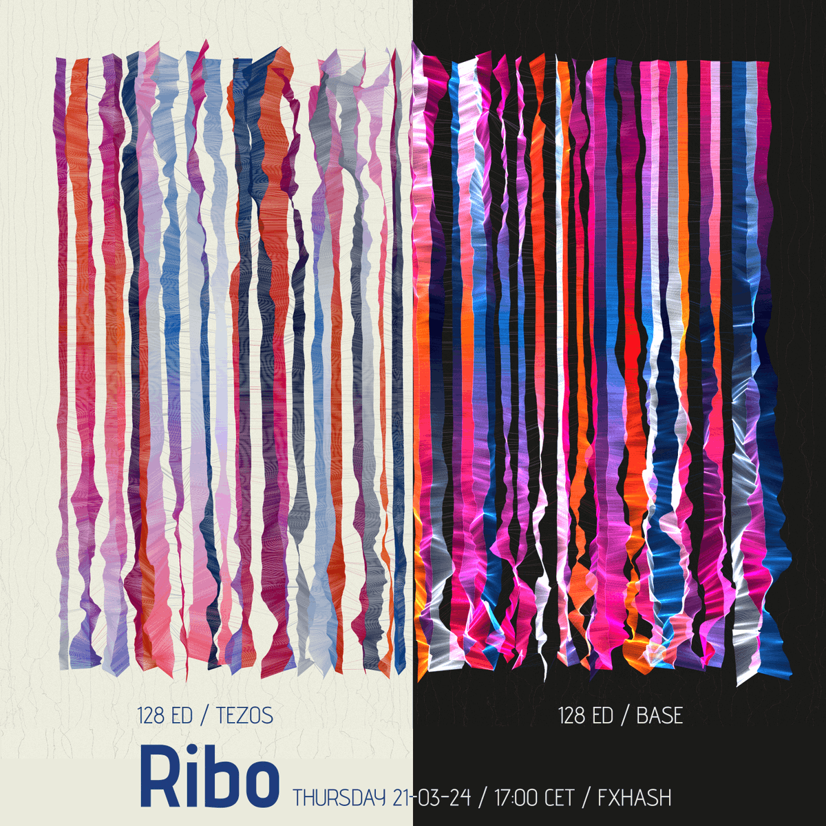 🎊Ribo🎉

Will mint 128 ed Light variant on the Tezos chain and 128 dark variant on Base.

Thursday 21-03-24 / 17:00 CET / FxHash

#generativeart #fxhash #tezos #Base