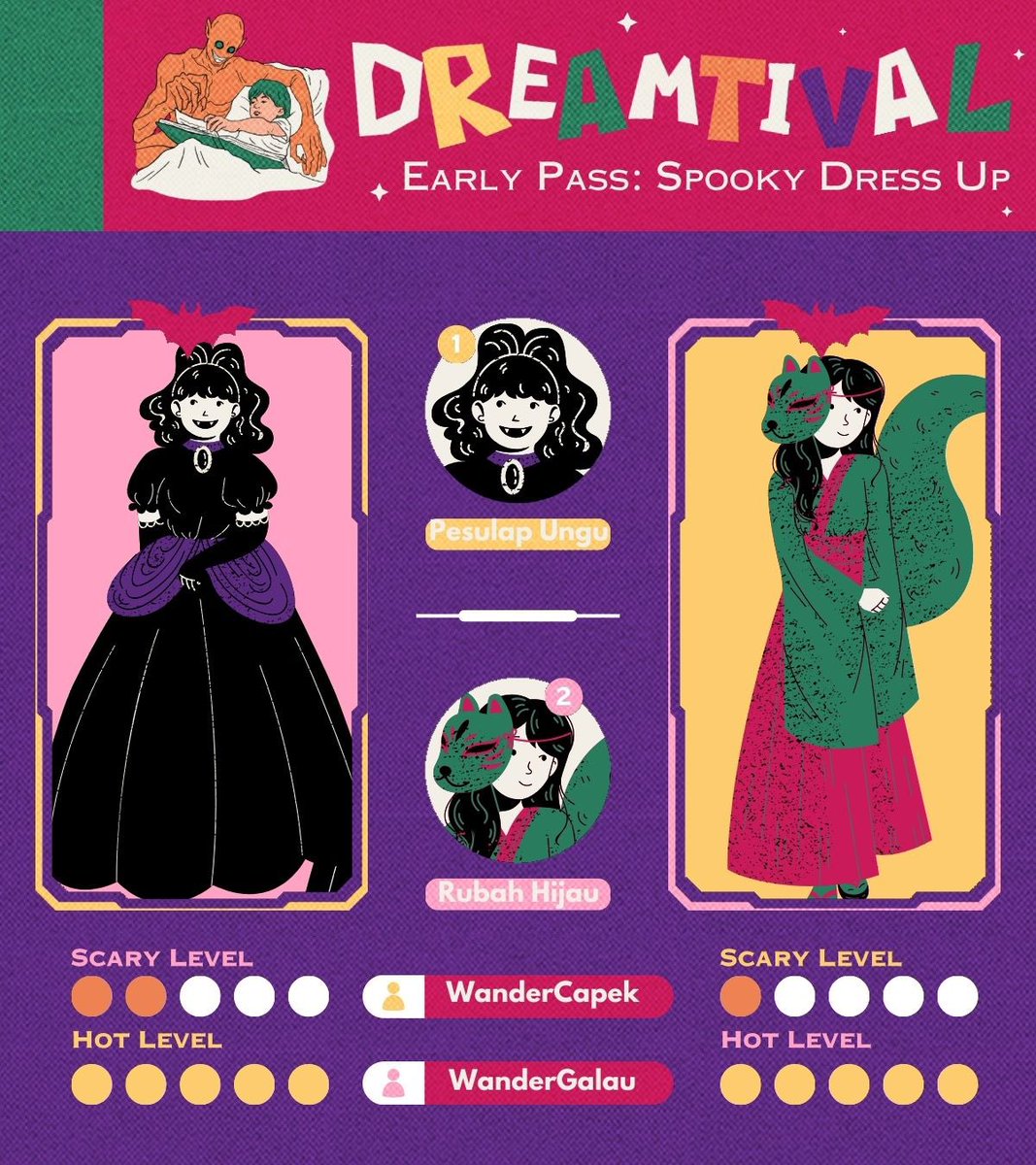 TheDreamtival's tweet photo. 𒀭 EARLY PASS: SPOOKY DRESS-UP

What’s a festival without costume, right? Bring your finest attire and show us how you and your partner would wear it during the festival. The luckiest two participants will receive an early pass to join the fun of our team. https://t.co/WhBT0rhLc0