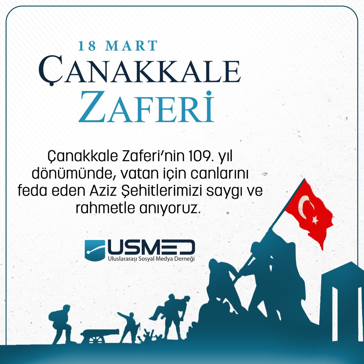 Çanakkale Zaferi’nin 109. yıl dönümünde, vatan için canlarını feda eden Aziz Şehitlerimizi saygı ve rahmetle anıyoruz. 🇹🇷 #18MartÇanakkaleZaferi @saidercan