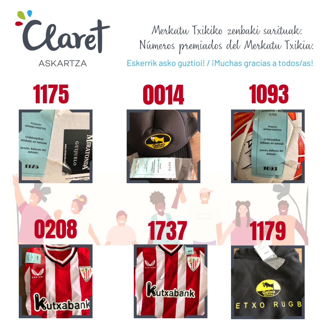 ClaretAskartza's tweet photo. 🏫🎁 ADI: Hauek dira zenbaki sarituak Merkatu Txikiko zozketan. Zorionak irabazleei eta eskerrik asko parte-hartzeagatik! 💙
#ClaretAskartza #elkartasuna #ikastetxea #baloreak https://t.co/EQ2I0L4xFU