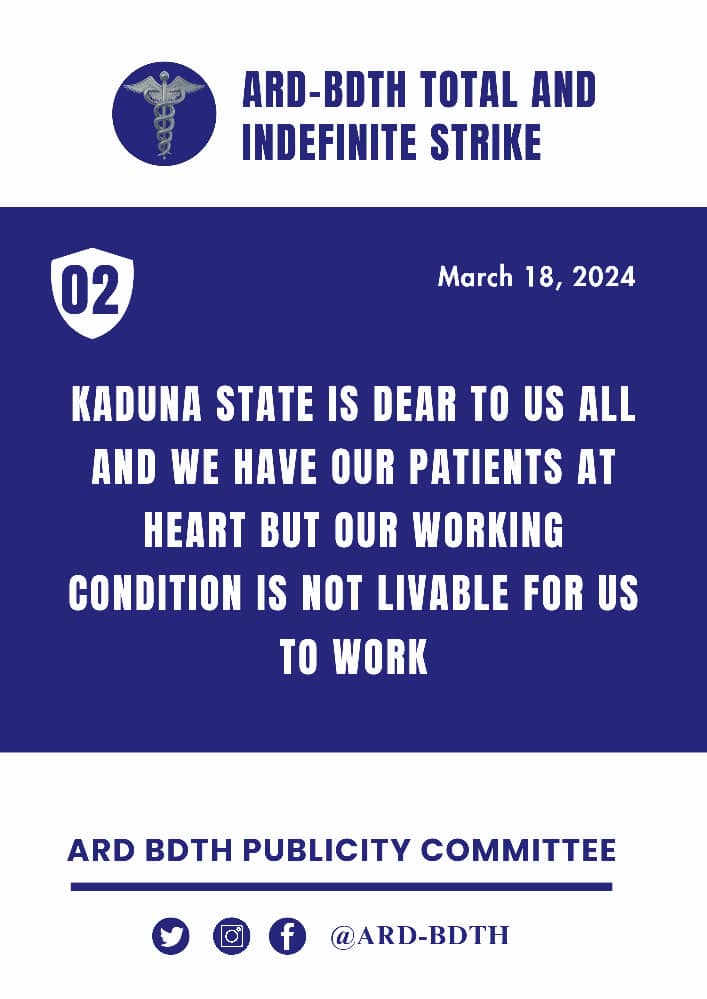 ARD_BDTH's tweet photo. We all love Kaduna State and BDTH but the working conditions are pushing us away.
We demand for improvement.

@ubasanius 
@GovKaduna 
@DrHadiza 
@DepGovKaduna 
@KadunaMOH 
@InsideKaduna_ https://t.co/sHke8hDdJb