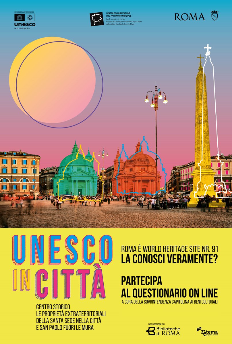 Sapevi che dal 1980 il centro storico di Roma è iscritto nella Lista del Patrimonio Mondiale UNESCO? Partecipa al questionario sul portale di Roma Capitale all’indirizzo bit.ly/3TkzFNO ed esprimi la tua percezione del valore storico e monumentale del Sito UNESCO!