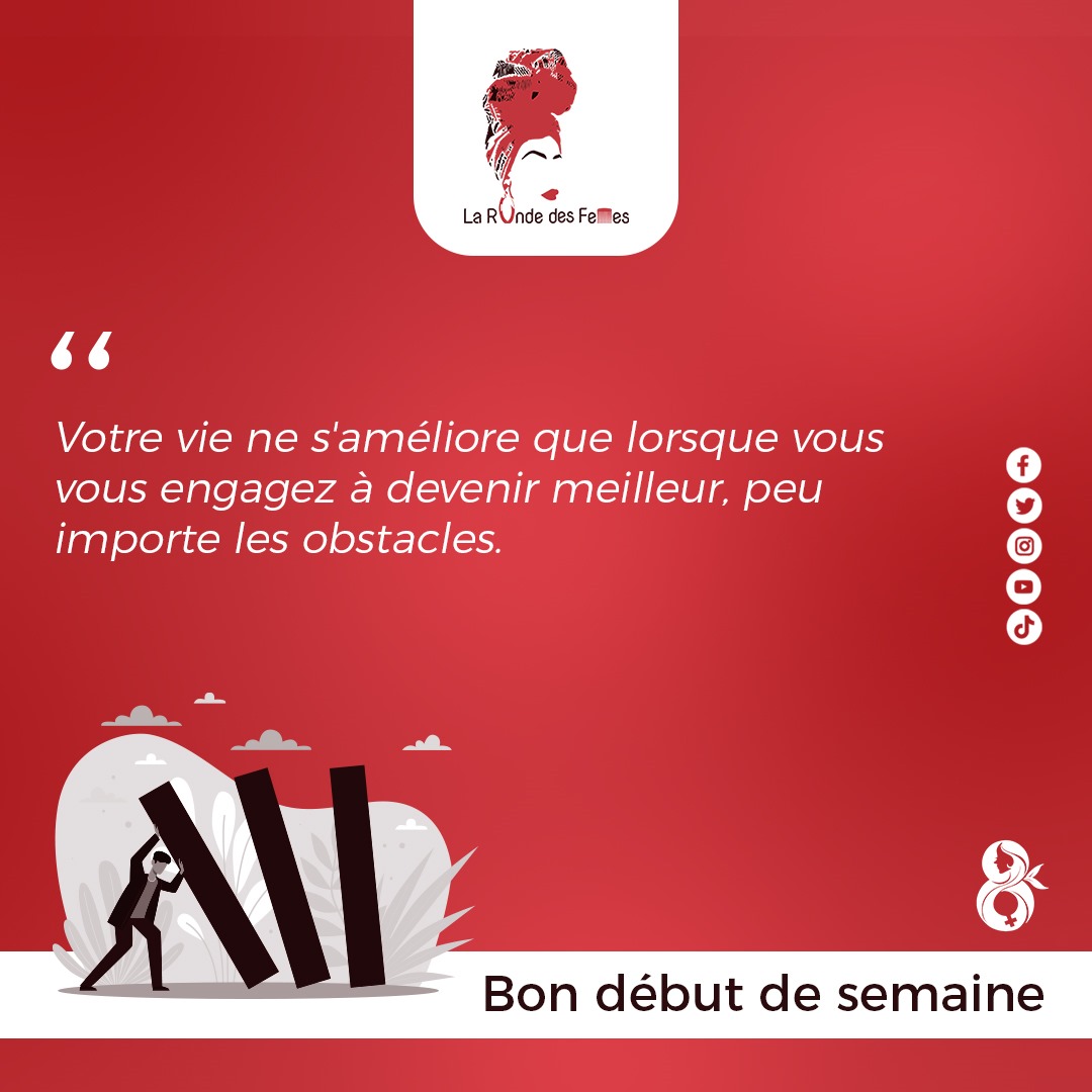 Nouvelle semaine, nouveaux défis à surmonter ! 💪 Ensemble, dépassons les obstacles et avançons vers nos objectifs ! 

#RDF #LaRondeDesFemmes #MondayMotivation #DépasseLesObstacles #Motivation