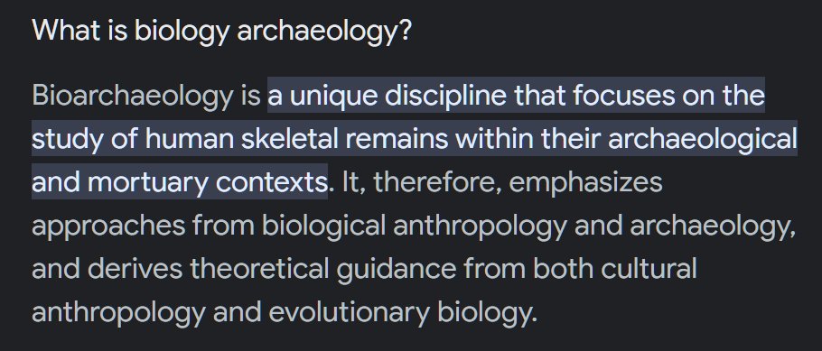 Psst, @EthanVanSciver ... Member how Yaira is a biologist and an archeologist... and member how these two fields are strange to be put together according to a super smart scientist guy that works in a super smart corporation.

Member?

Bioarchaeology.

It's a thing. Always has