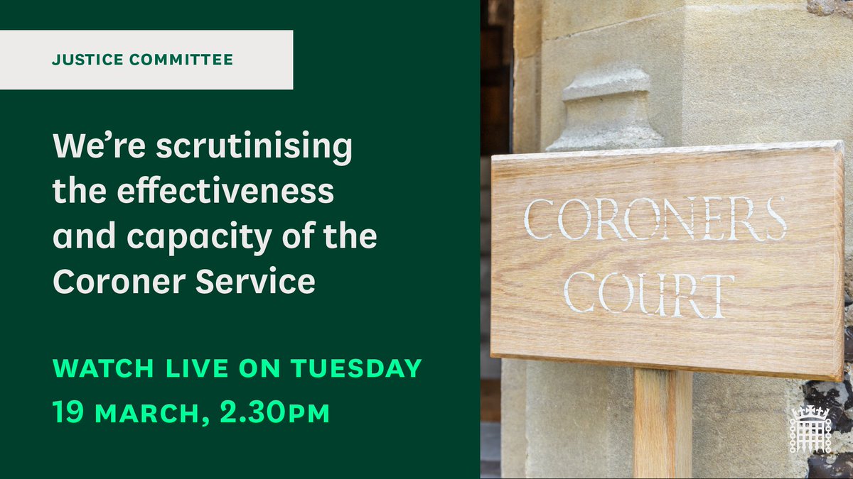 We're questioning Mike Freer MP, @MoJGovUK, on the Coroner Service. We’ll ask him about the operation and funding of the Coroner Service, delays, putting families at the heart of the service, and preventing future deaths. Find out more about our inquiry: committees.parliament.uk/event/21060/fo…