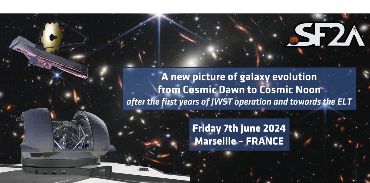 Atelier 'A new picture of galaxy evolution from Cosmic Dawn to Cosmic Noon' le vendredi 7 juin 2024 pendant les journées #SF2A2024 à Marseille @LAM_Marseille du 4 au 7 juin 2024 - Programme et inscriptions: journees.sf2a.eu/ateliers/s19
