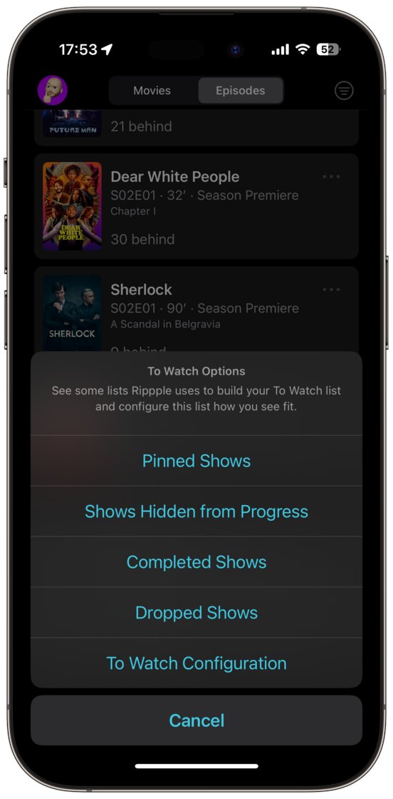 ripppleapp's tweet photo. 🆕 Rippple for Trakt 6.4 is here!

🧹 Dropped and Completed TV shows,
💨 A big performance boost for the To Watch,
💅 Some nice quality of life improvements, 
🐞 And bug fixes.

#iOS #trakt #indiedev #app #update #AppStore #movie #tvshow #tracking 

https://t.co/ebK3u1xtFf https://t.co/j7RqLarmzE