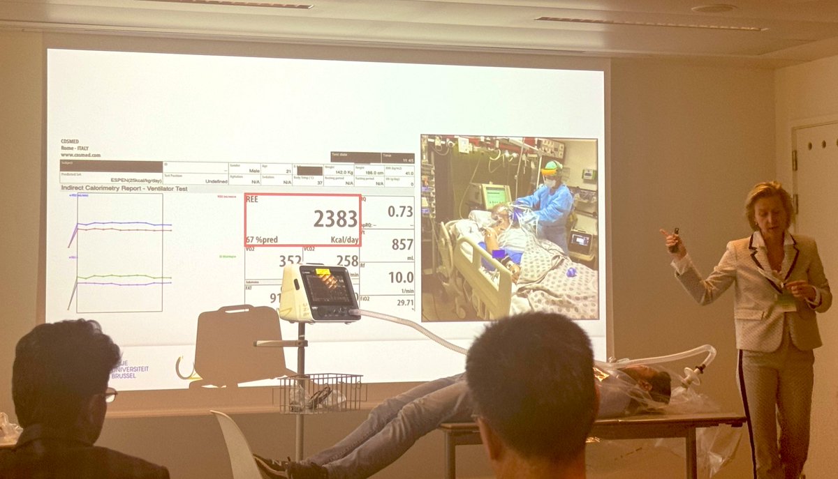 Prof Elisabeth De Waele @ElisabethWaele leading a tutorial on IC in ICU- highlight that in obese patients our equations perform very poorly. @ISICEM #isicem24 @JPreiser We have published data to support this 👇🏻1/