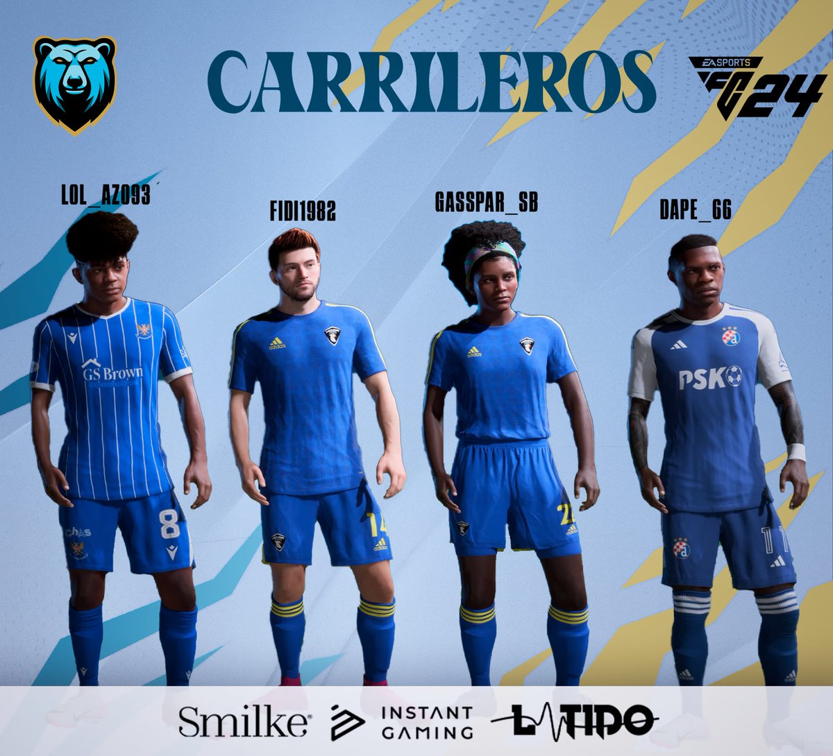 BARBATEFC's tweet image. #Presentación || 𝗢𝗳𝗶𝗰𝗶𝗮𝗹

Seguimos con las presentaciones serán nuestros puñales por banda y defenderán los colores del equipo!!  🩵🖤

𝐵𝐼𝐸𝑁𝑉𝐸𝑁𝐼𝐷𝑂𝑆🐻
@GassparSb 
@xDape10 
@EDu_iTO93
@eFidi1982 

,#goursus @UrsusGaming_