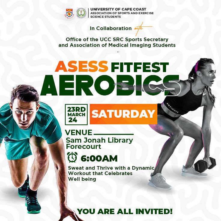 The Association of Sport and Exercise Science, in collaboration with the Association of Medical Imaging students cordially invites you to our maiden edition of ASSESSFITFEST Aerobics event on March 24th. Discover the undeniable benefits of exercise and physical activity.