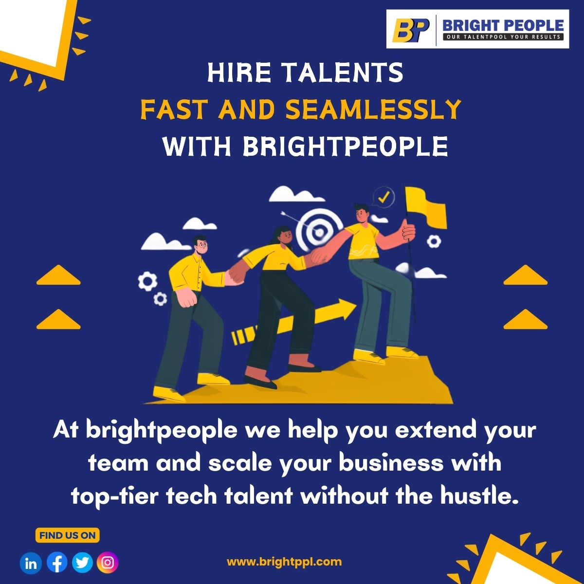 Brightpeople5's tweet photo. Hire talents fast and seamlessly with us...🤗

Customized Staffing Services - Designed to suit your specific needs.

"Elevate your workspace with exceptional talent."

Join hands with Brightpeople - your partner in recruitment excellence. 

visit us here:
https://t.co/IAYy5bDJVa https://t.co/z6JrkRz3YW