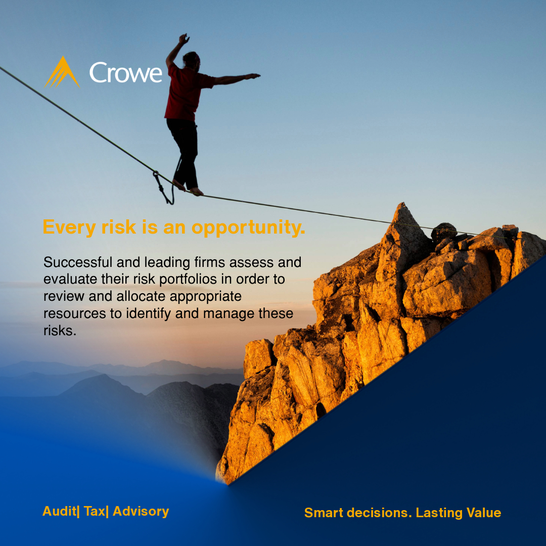 Successful and leading firms assess and evaluate their risk portfolios in order to review and allocate appropriate resources to identify and manage these risks.
.
.
.
.
#typeittuesday #WeAreCrowe #SmartDecisions #crowe #lastingvalue #risk #opportunities