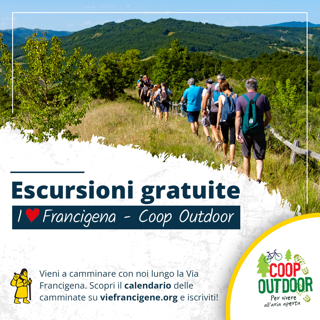 📣 ‼️ TORNANO LE ESCURSIONI GRATUITE 'COOP OUTDOOR - I ❤️ FRANCIGENA', con un ricco programma di eventi sulla #ViaFrancigena in tutta Italia realizzato in collaborazione con @Coopitalia! 🤩 👣Consulta subito il calendario 2024! ⬇️ bit.ly/3Tkik7J