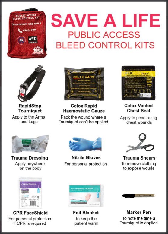 Not all Bleed Kits are the same… Ours have been designed to be as easy as possible for the untrained bystander to use in an emergency. Our Kits are known as ‘Rapid Kits’ due to the RapidStop Tourniquet and Celox Rapid Haemostatic Gauze. In an emergency - EVERY SECOND COUNTS‼️