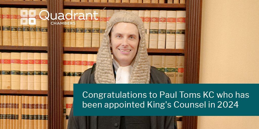 Congratulations to Paul Toms KC who was appointed as King’s Counsel this morning after making his declaration before the Lord Chancellor at Westminster Hall. Many congratulations from all at Quadrant! #silksday #kingscounsel #KC #barristers #newsilks #KC2024 #KCs