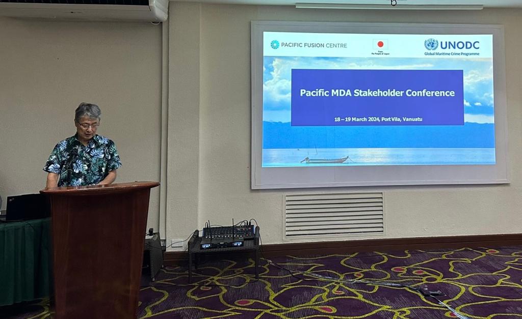 @UNODC_MCP in partnership w/t the Pacific Fusion Centre (PFC) convened the Pacific MDA Stakeholder Conference w/t delegations fr. 12 Pacific Island countries in Vanuatu. The conference focused on approaches to strengthen multi-sectoral use of MDA capability. Funded by Japan 🇯🇵