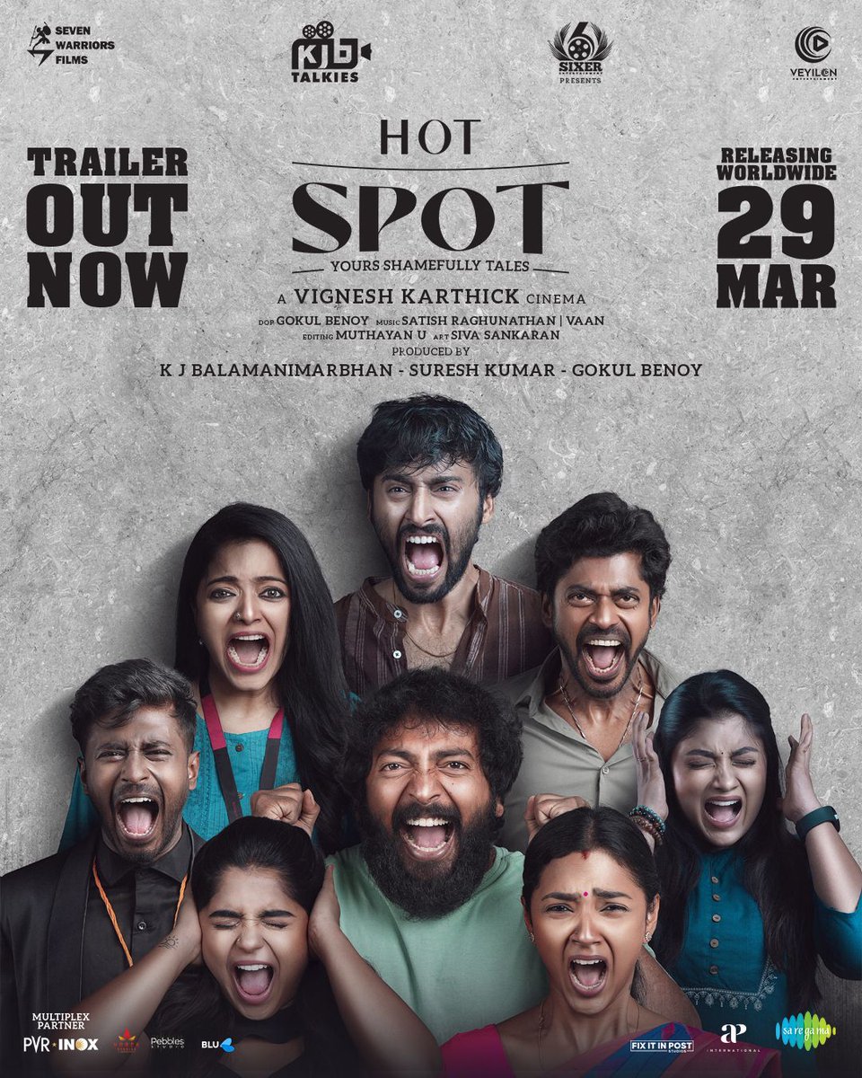 They are here to open up a discussion 👏🏻💥 Witness the whacky trailer of #HOTSPOT - 'Yours Shamefully Tales' 

youtu.be/CV1ARpxfylY

An 'A' Rated film for Family Audience 💫💯

#HotspotTrailer 

@vikikarthick88 🎥 #KJBTalkies #Sevenwarriors @Veyilonent @SixerEnt @KalaiActor @