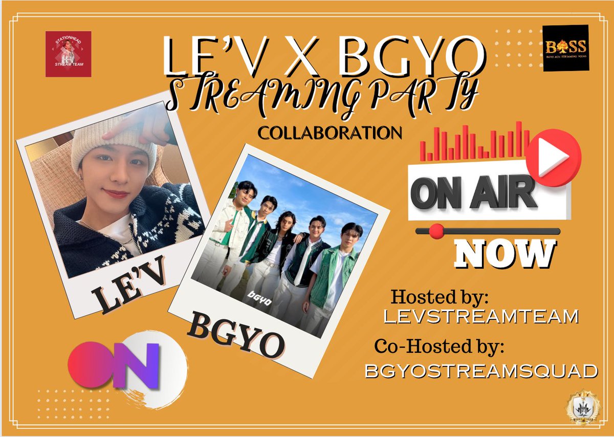 WZH_Stream0306's tweet photo. 📻LEV x BGYO STREAMING PARTY COLLABORATION

We are now on AIR @STATIONHEAD on #LEVSTREAMTEAM station, join us tonight with our co host DJ @bgyostreamsquad .

🎶https://t.co/L1aodOg6aZ

#LEVxBGYO
#LEV #BGYO 
@LEV_Official_ @bgyo_ph https://t.co/jLPgnYsHOb