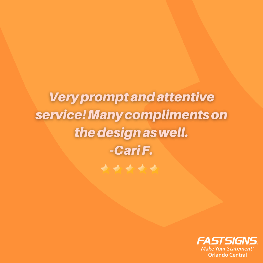 FastsignsOrland's tweet image. Cari, thank you for an amazing review! Our designers are the bee's knees and we love to hear that everyone else thinks so too! 🐝

#fastsigns #fastsignsdidit #realreviews #customerservice #dreamteam #signs #shoplocalorlando #orlandosmallbusiness
