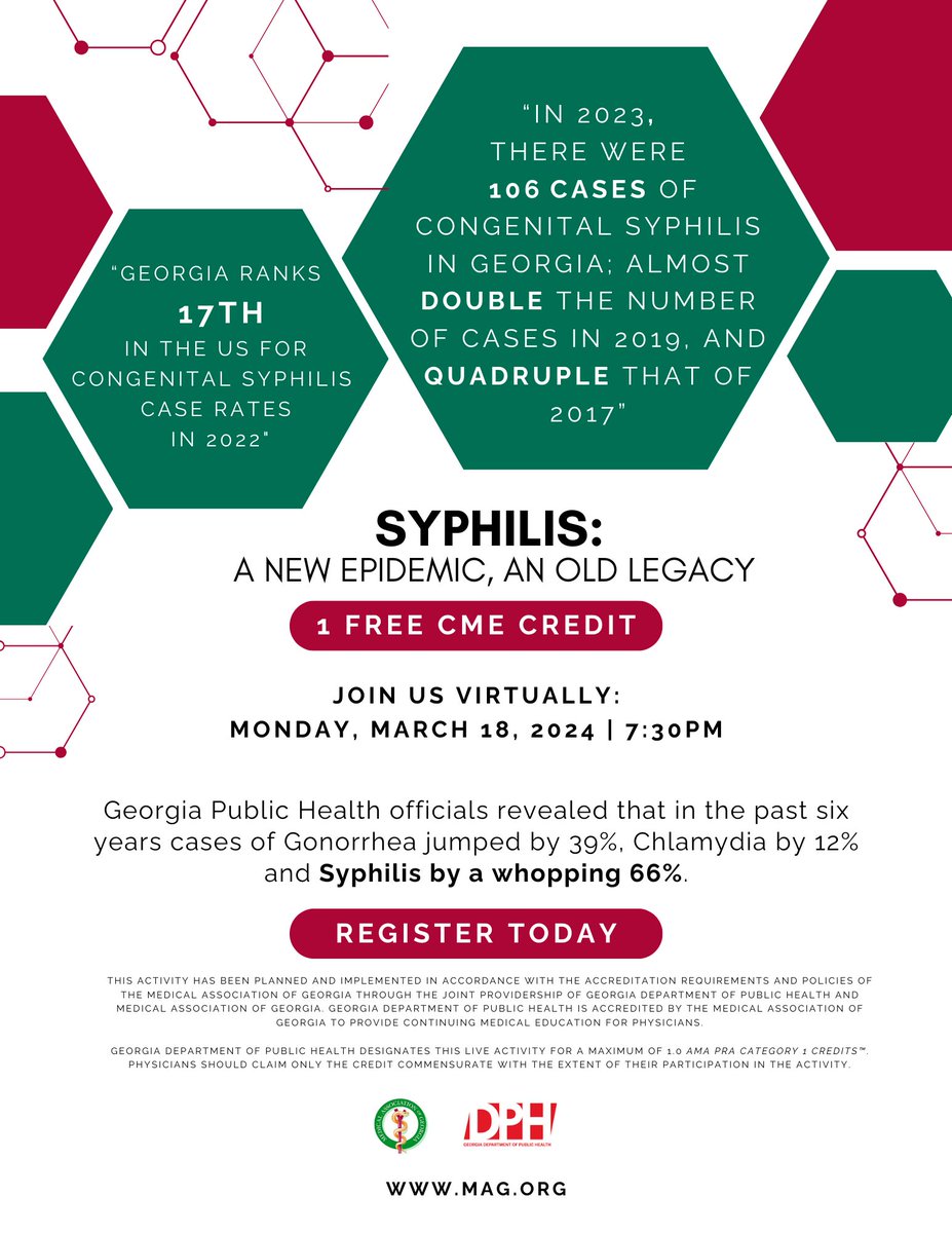 Gear up for an insightful evening with our webinar w/ @gadph: Syphilis: A New Epidemic, An Old Legacy. Mark your calendars for Mon, March 18, 7:30pm EST. This is your chance to earn 1 CME credit. A Zoom link will be sent w/ your registration confirmation. members.mag.org/events/-Syphil…