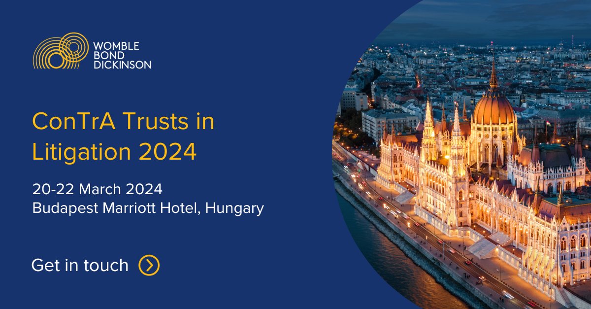 WBD_UK's tweet photo. Are you heading to @ConTrA_socials' Trusts in Litigation this week? We'll see you there! ๐
Make sure to catch Joe Kelley's panel discussion on Friday, where he'll explore manifestations of undue influence when settling and administering trusts ๐ฌ
#TrustsInLitigation #ConTrA https://t.co/EUfoBxMmrY