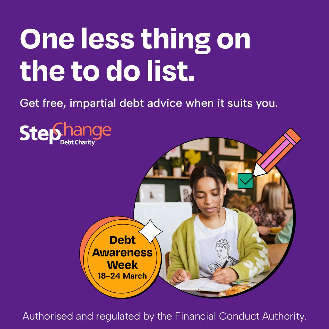 Ardenglen HA are supporting debt awareness week which runs from 18th March 2024 till 24th March.

Stepchange can be contacted on 0800 138 1111. Monday to Friday 8am to 8pm and Saturday 9am to 2pm. You can also seek more information on the webpage stepchange.org/how-we-help.as…