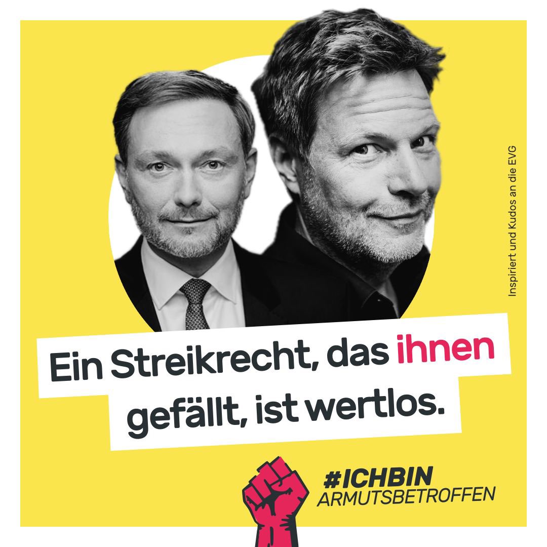 Die Einschränkungen des Streikrechts nur in Erwägung zu ziehen, zeugt von mangelndem Respekt gegenüber den Arbeitenden, der Demokratie und zu großer Nähe zum Kapital.

Das #Streikrecht ist ein #Grundrecht – Nicht grundlos!