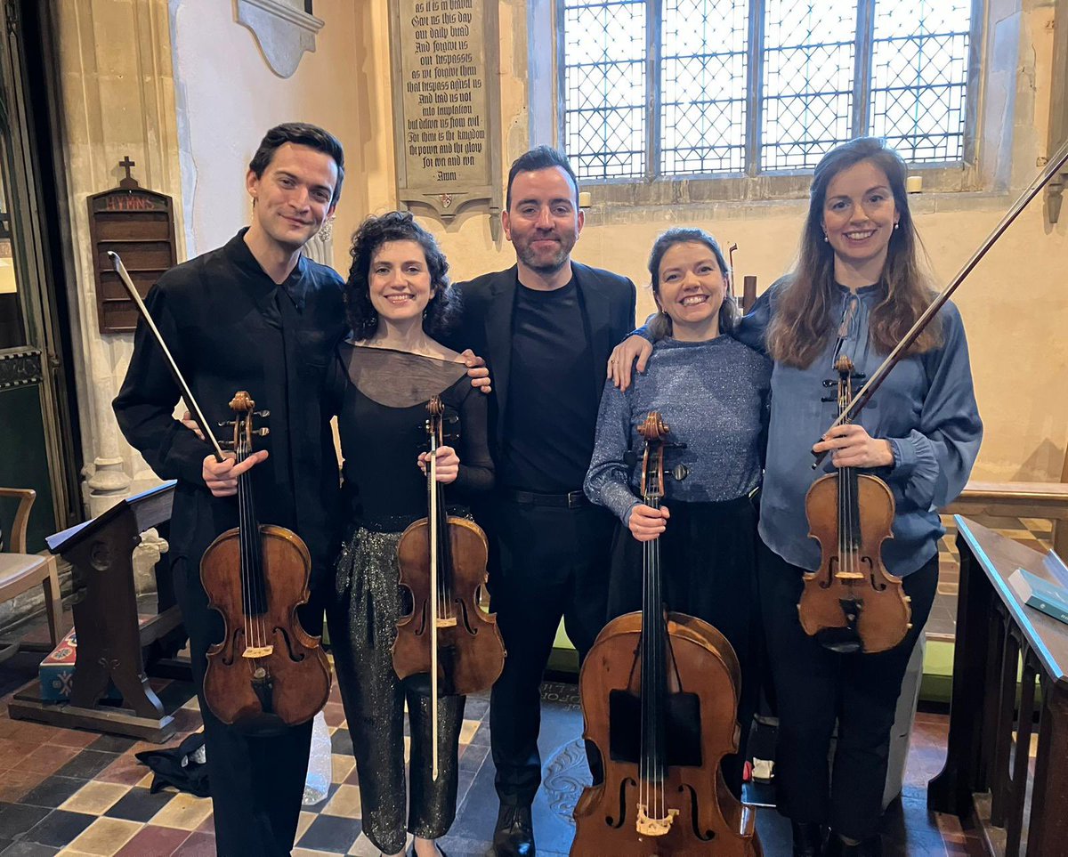 Post concert smiles after the world premiere of @ErrollynWallen ‘s beautiful new Quintet yesterday in Suffolk with @shiryviola ❤️