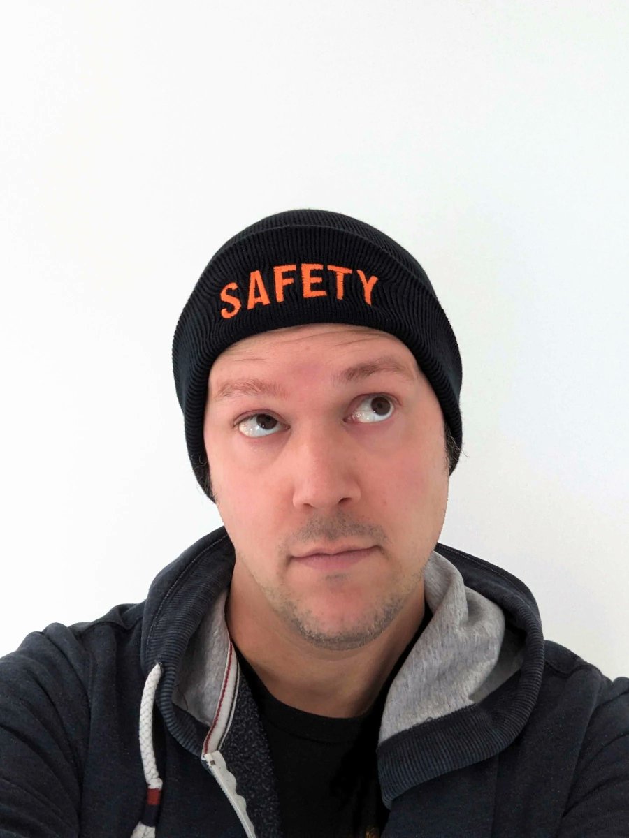 Playing a scary game? Watching a scary movie? Urban exploring an abandoned mannequin factory that burned down 100 years ago tonight? You require the comfort and security only the Andy Farrant Safety Beanie can provide! store.outsidexbox.com/collections/ox…