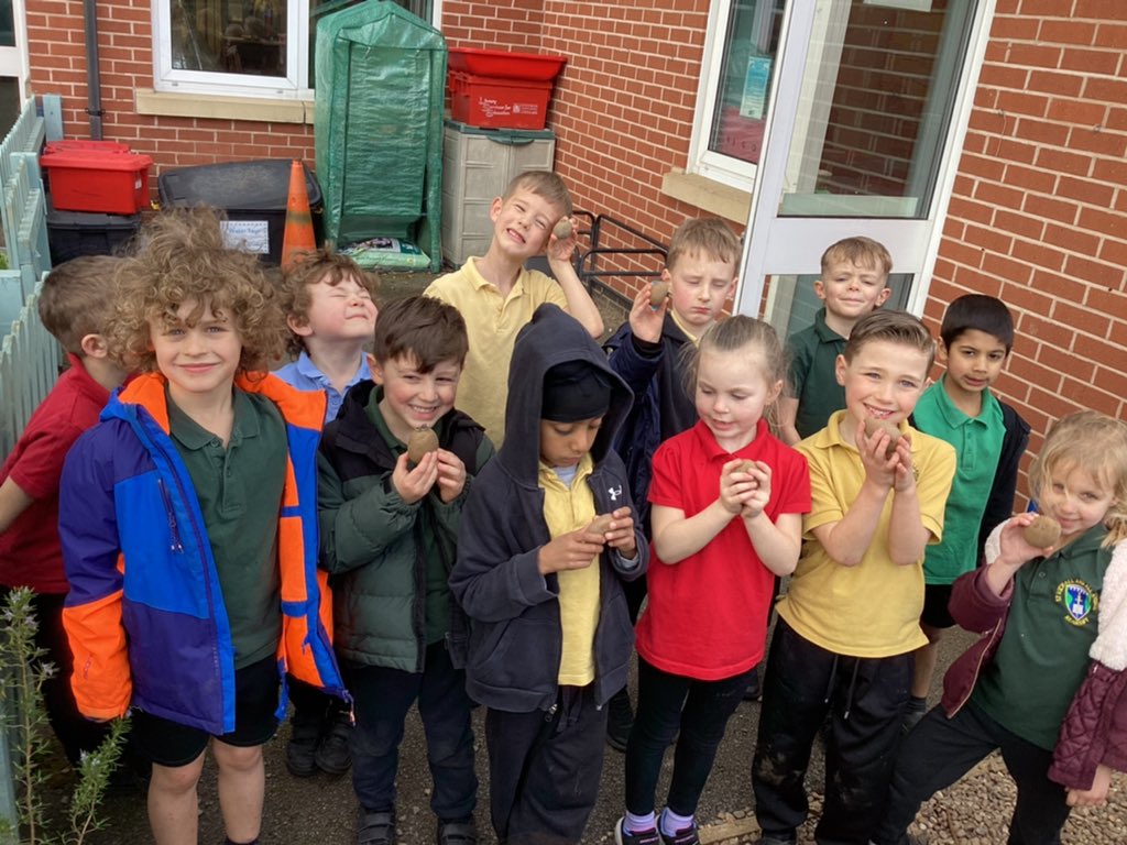 Year 1’s potatoes have been planted, after spending time on our windowsill chitting. We will be watching them closely as they grow! @risemat #nationalplantingday