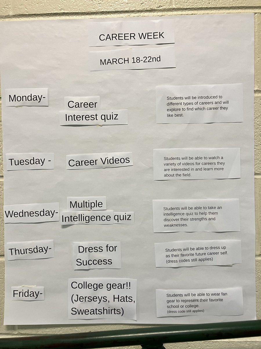 We are celebrating Career Week at <a href="/mremustangs/">Moreland Road Elementary</a> What do you want to be when you grow up? One of my favorite quotes is: “It’s never too late to be what you might have been” ~George Eliot