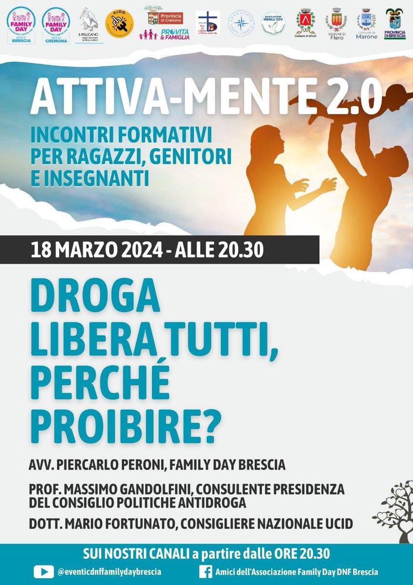 FamilyDayDNF's tweet photo. Questa sera sarà presente anche Massimo #Gandolfini:
#DROGA LIBERA TUTTI,
PERCHÉ PROIBIRE?
#StopDroga https://t.co/dDevPiAKMI