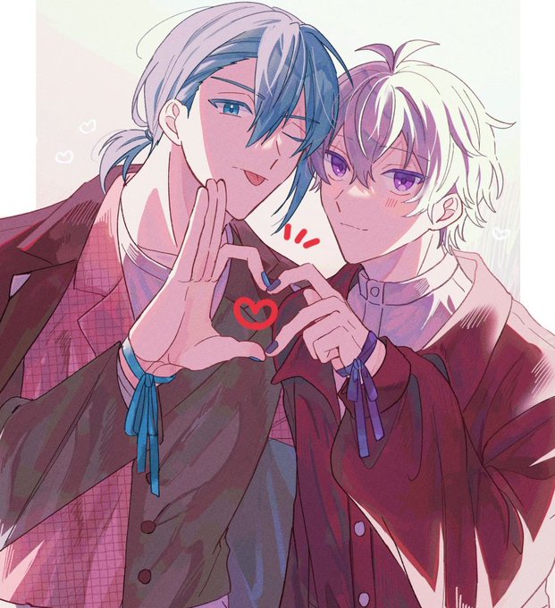 「heart hands duo male focus」 illustration images(Latest)