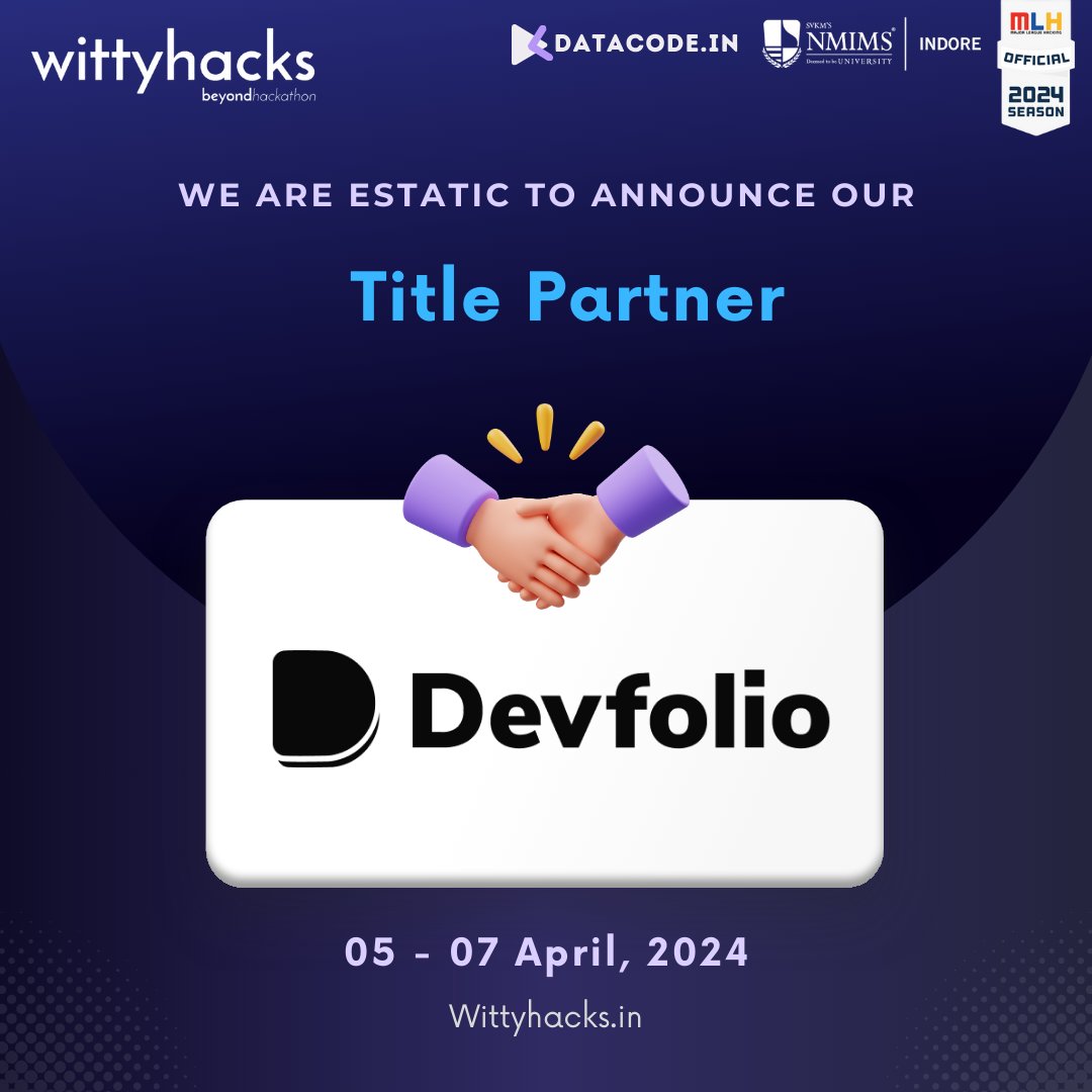 Exciting news! We're delighted to unveil our phenomenal sponsors who are helping to make our dreams a reality! 🌟 A massive round of applause for @devfolio for their outstanding generosity and support. Together, let's create something truly magical! ✨ #devfolio #wittyhacks