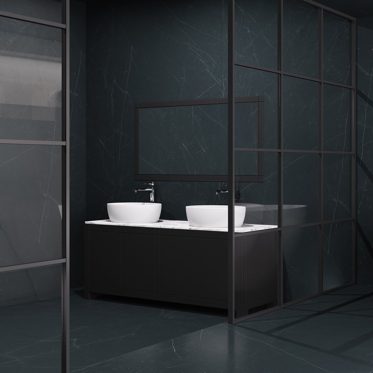 The art deco look for bathrooms is very on trend. With CRL Quadrato, The metal framed glazing gives the bathroom a contemporary feel, adding a hint of industrial style. Find out more spr.ly/6014VOYnr . #bathrooms #artdeco #interiordesign