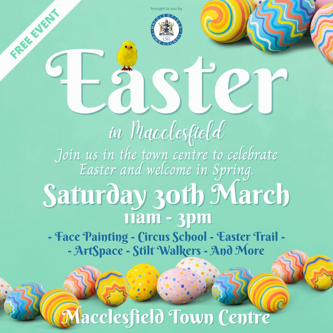 Not long to go until the Easter holidays start!

Come and join us for some fun in town.

#MacclesfieldBetterTogether #Macclesfield