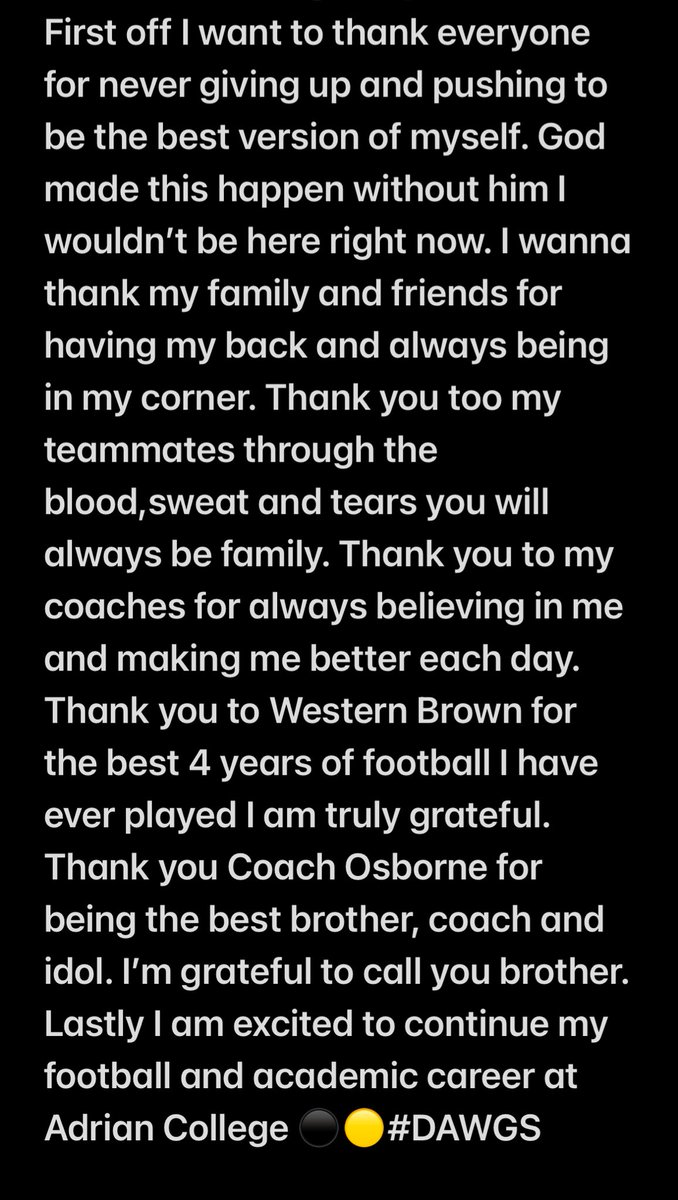 ozzymatthew25's tweet image. Excited to continue my academic and athletic career at Adrian College!! #GoDawgs #RiseAsOne #BrownCountyBuilt @Coach_Ty_Palka @Coach_Shiels @CoachNOsborne