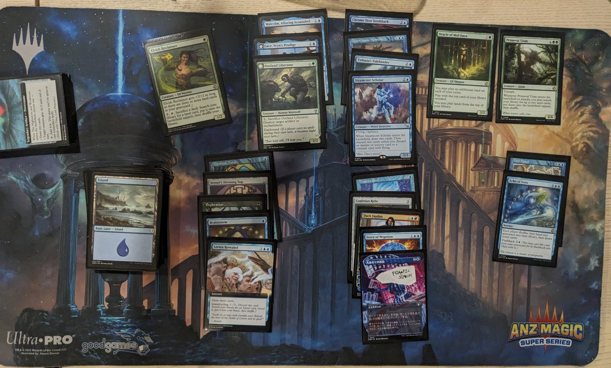 mtg_nomad's tweet image. 2-1 at a #MagicMates Vintage Cube draft with UG draw 7s. Not pictured Gaeas Cradle and Simic bounce land.

I had no actual win condition or draw punisher so won most of my games by looping my deck with Chrome Host Seedshark making tokens.