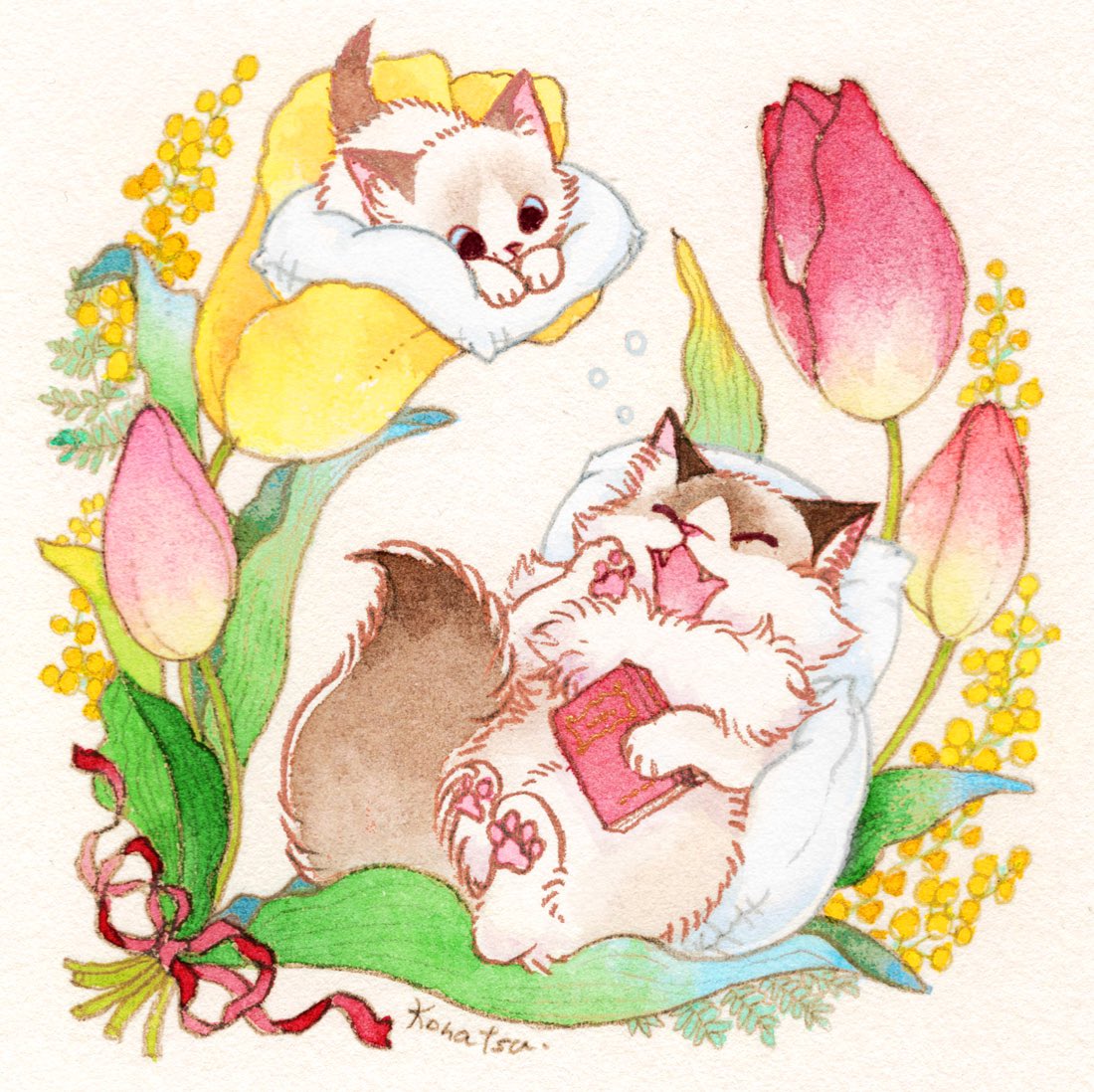 「寝ても寝ても眠い春 」|こなつのイラスト